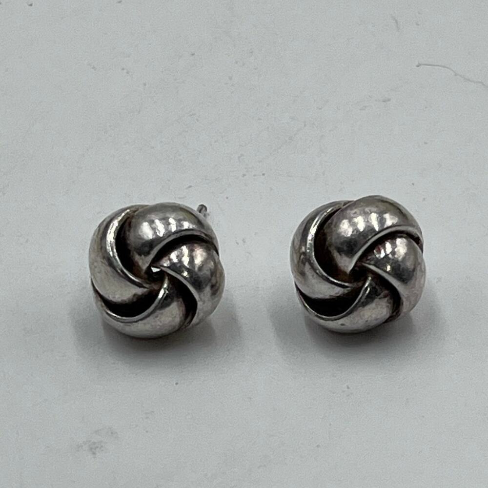 Sterling silver love‎ knot stud earrings View 2